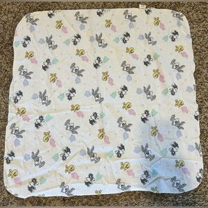 Vintage Baby Looney Tunes Blanket Bugs Bunny Balloons Tweety Sylvester Cotton